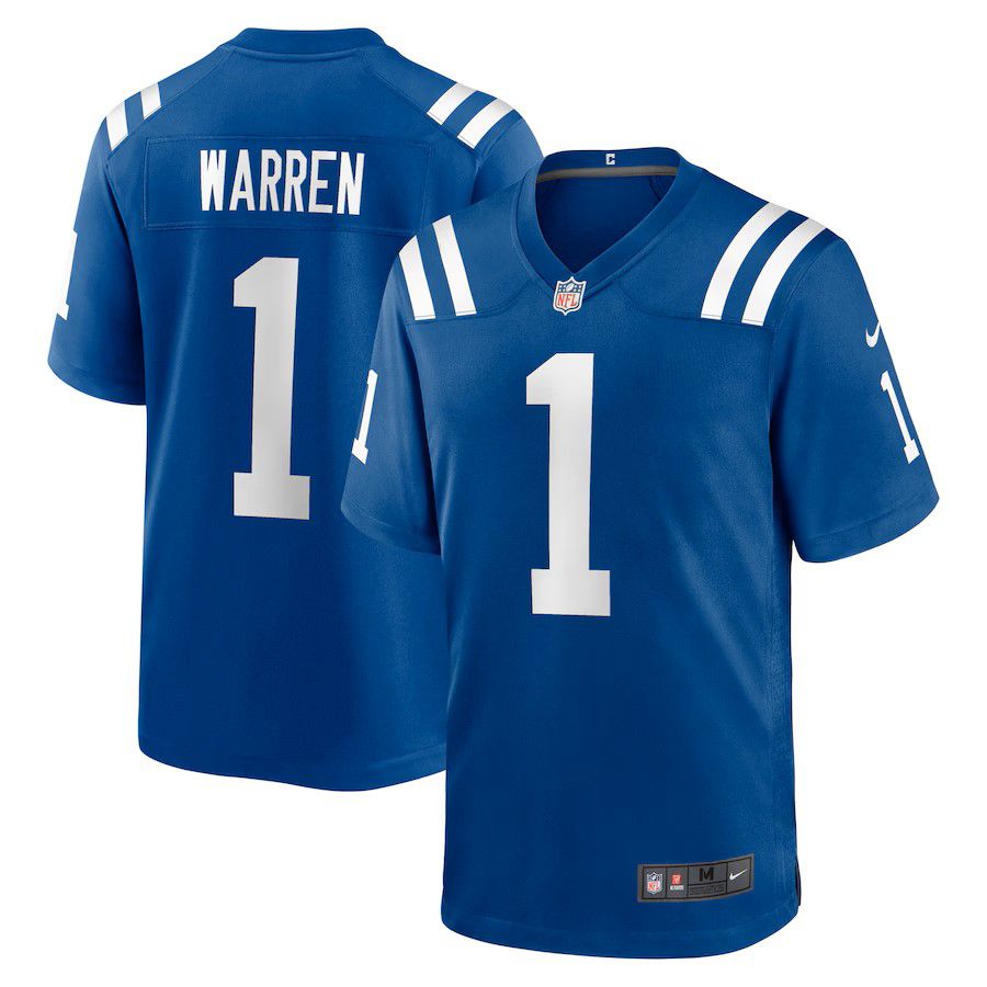 Men Indianapolis Colts #1 Tyler Warren Nike Royal 2025 NFL Draft First Round Pick Game Jersey